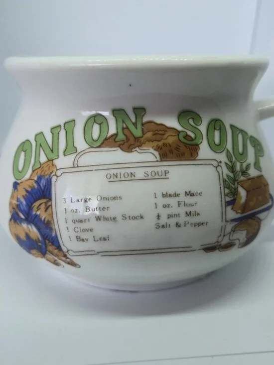 Vintage Ceramic Recipe Soup Mug Set Onion & Chicken Soup Crocks Illustrated - Picture 7 of 16